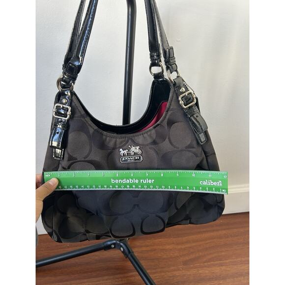 Y2K Coach 18762 Signature CC Black Canvas Leather Trim Hobo Shoulder Bag Read - Picture 4 of 10